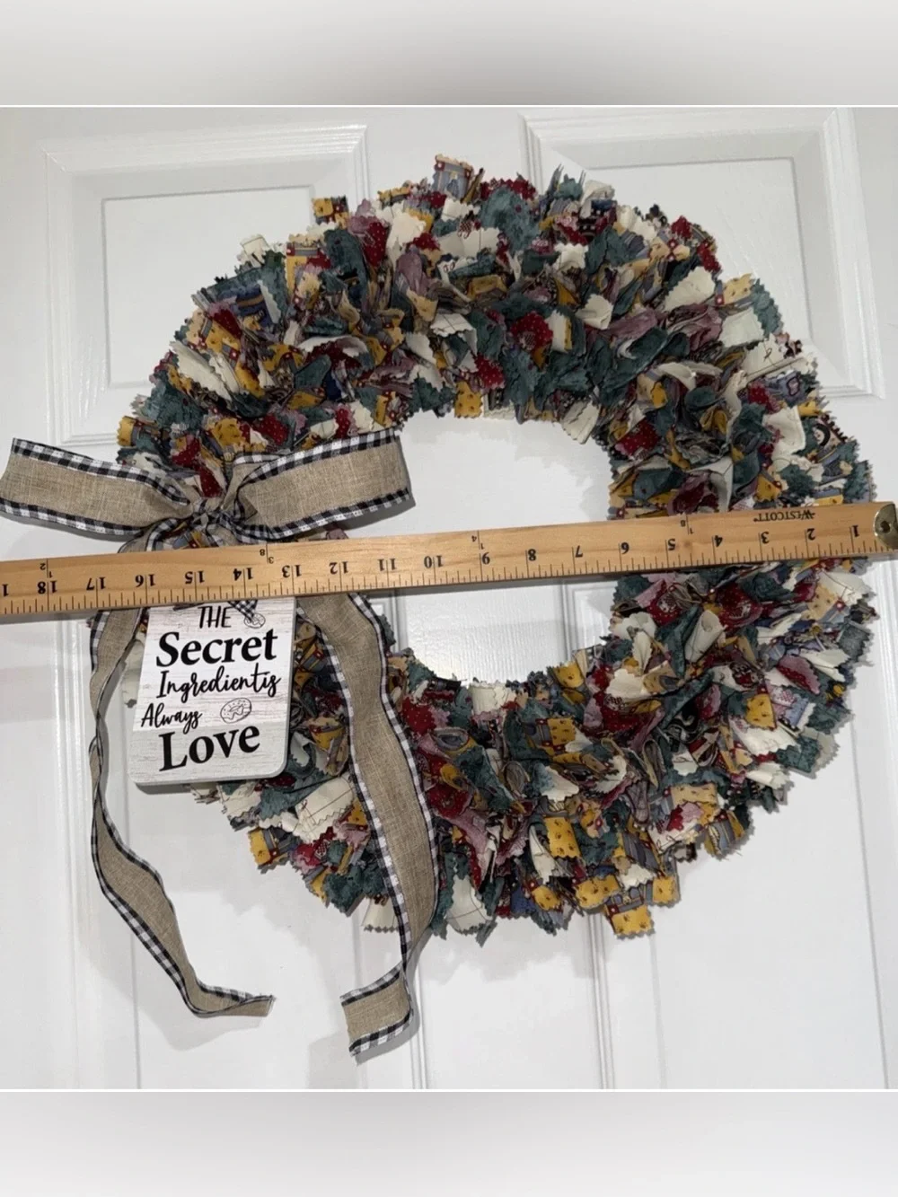 Handmade Rag Wreath Grandmacore Cottage Eclectic Grannie's Kitchen NEW SEE NOTE